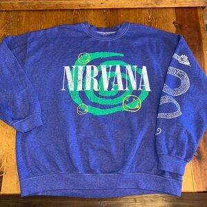 Nirvana Sweatshirt Mens L Purple‎ Crewneck Graphic Snake Urban Outfitters